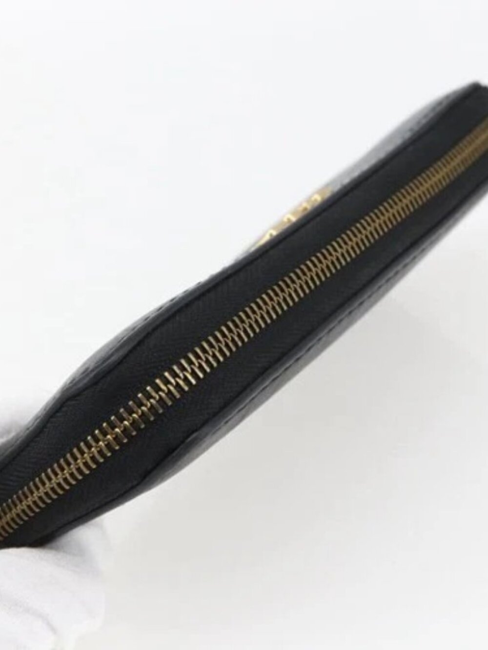 Christian Dior Round Long Wallet Leather Black Gold Auth am10801 - Picture 5 of 16